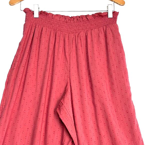 Old Navy Clip Dots Wide Leg Crop Pants Sz S Pink Pull On Elastic Waist Pockets - Picture 3 of 9
